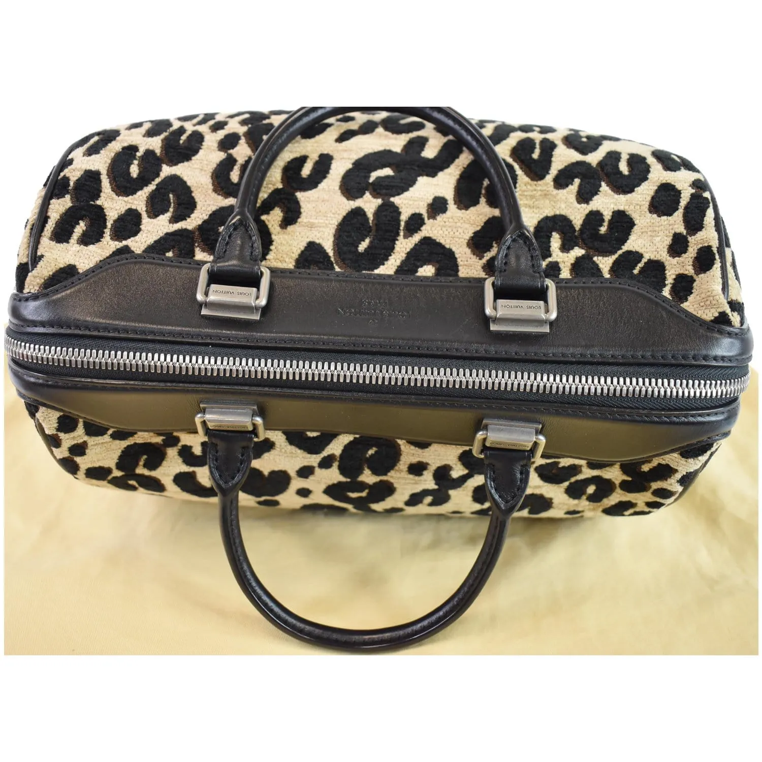 LOUIS VUITTON Speedy Stephen Sprouse Jacquard Canvas Satchel Bag Black