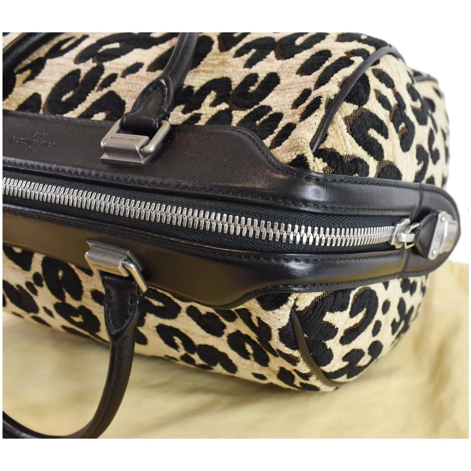 LOUIS VUITTON Speedy Stephen Sprouse Jacquard Canvas Satchel Bag Black