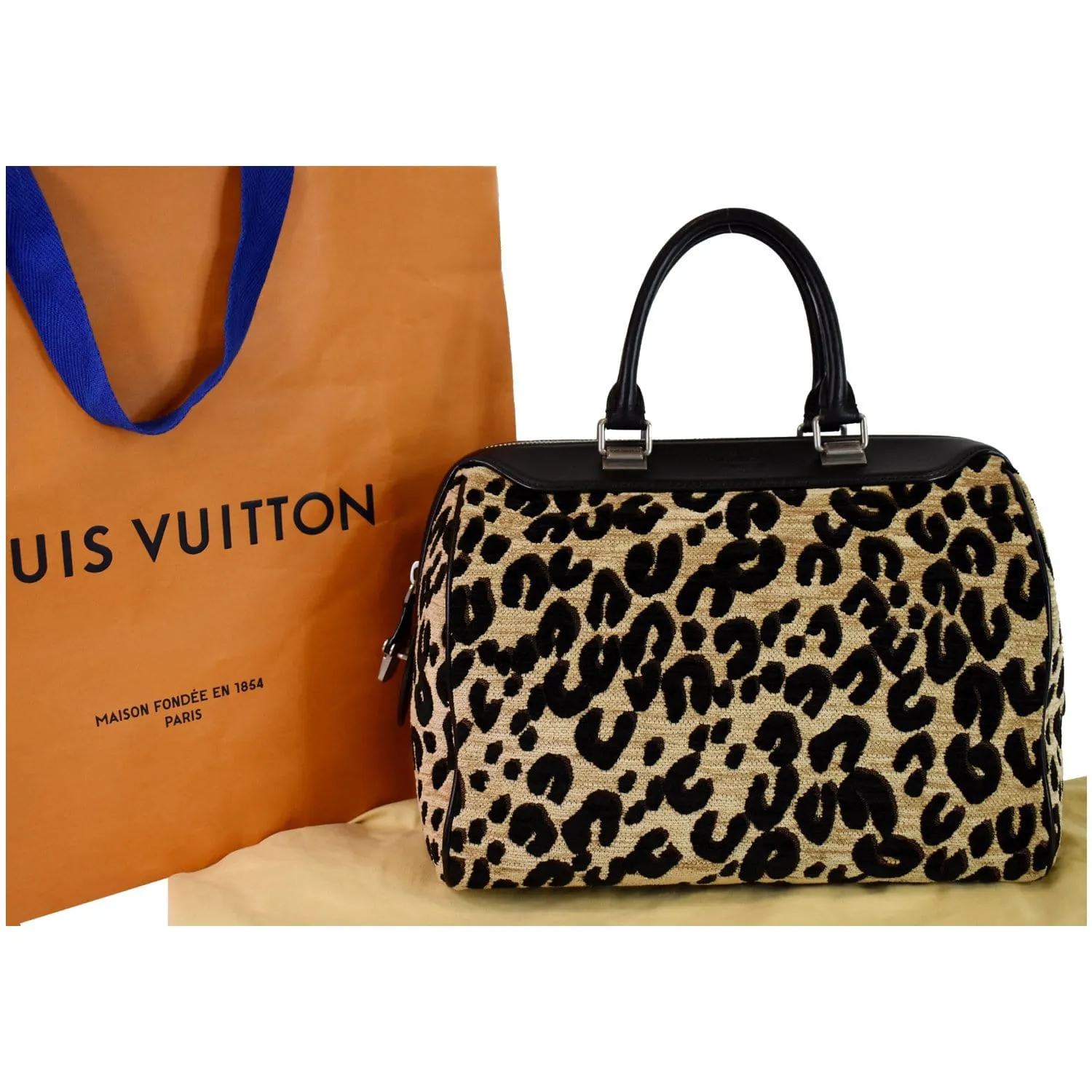 LOUIS VUITTON Speedy Stephen Sprouse Jacquard Canvas Satchel Bag Black