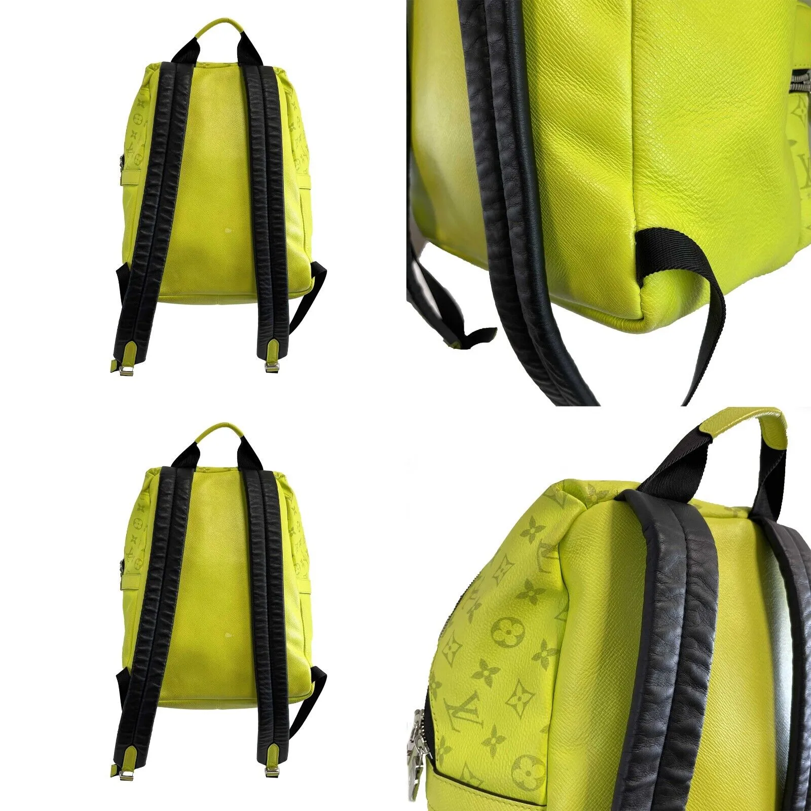 Louis Vuitton Taiga Monogram Discovery Backpack Neon Yellow