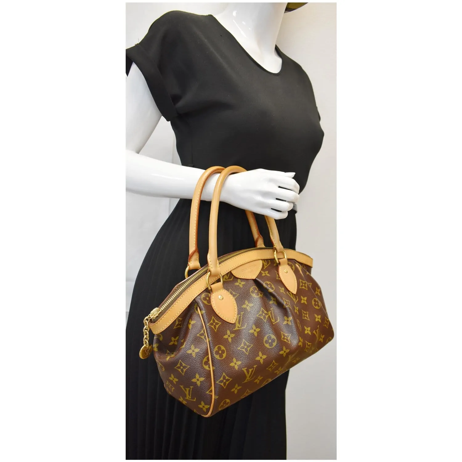 LOUIS VUITTON Tivoli GM Monogram Canvas Satchel Bag Brown