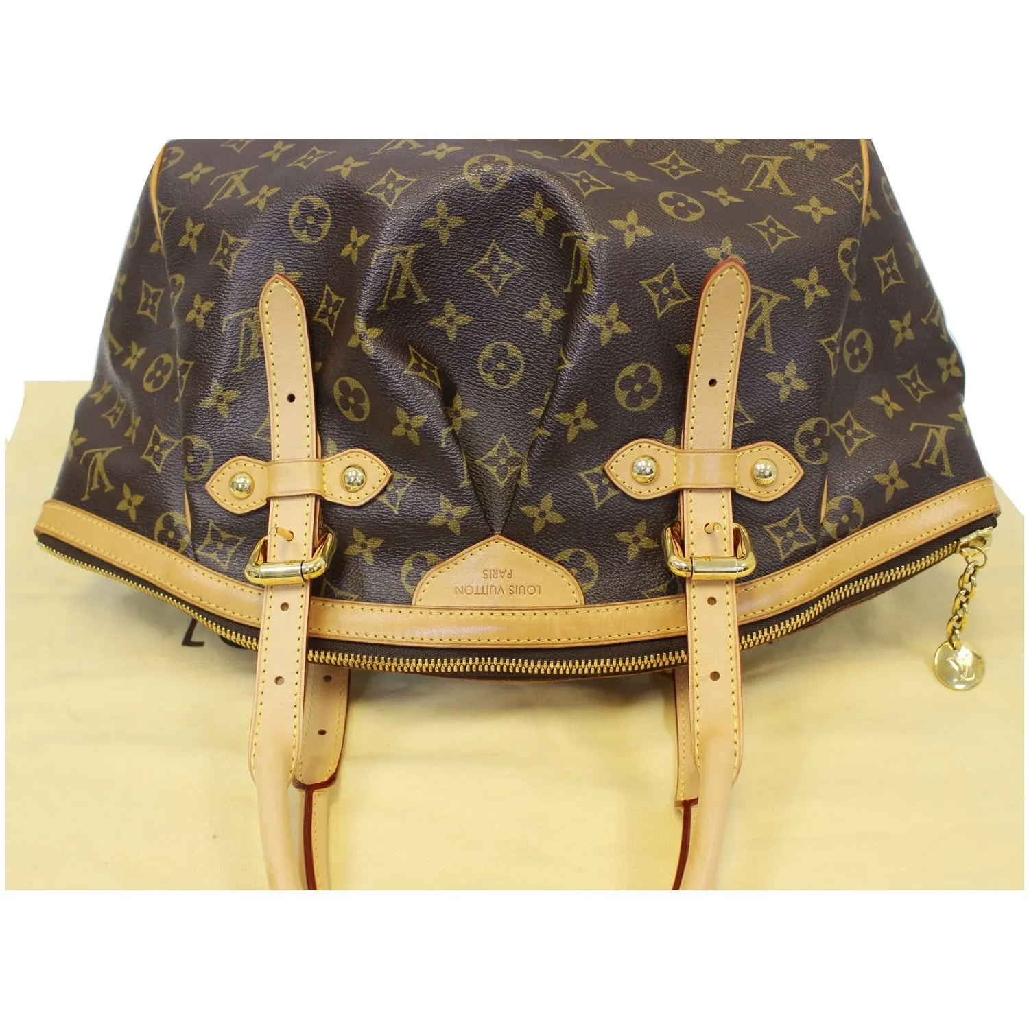 LOUIS VUITTON Tivoli GM Monogram Canvas Shoulder Satchel Bag Brown