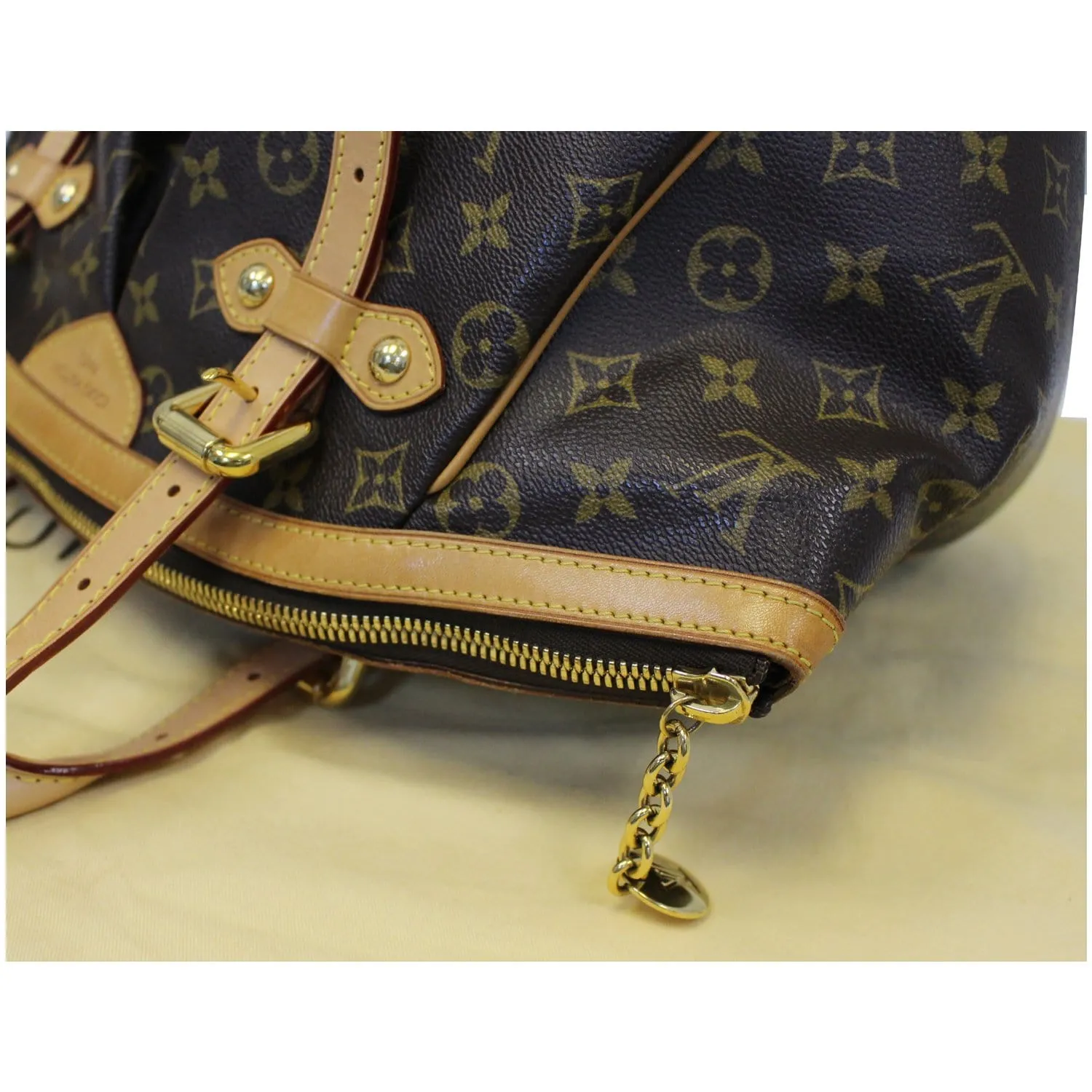 LOUIS VUITTON Tivoli GM Monogram Canvas Shoulder Satchel Bag Brown
