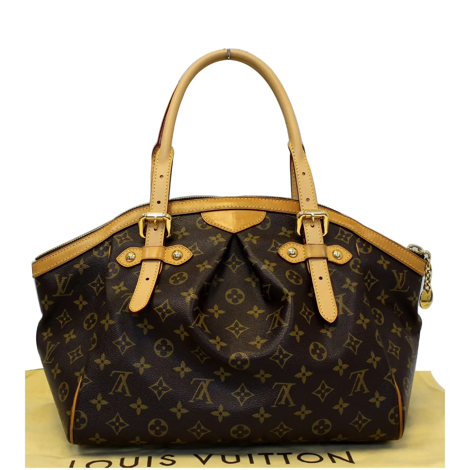 LOUIS VUITTON Tivoli GM Monogram Canvas Shoulder Satchel Bag Brown