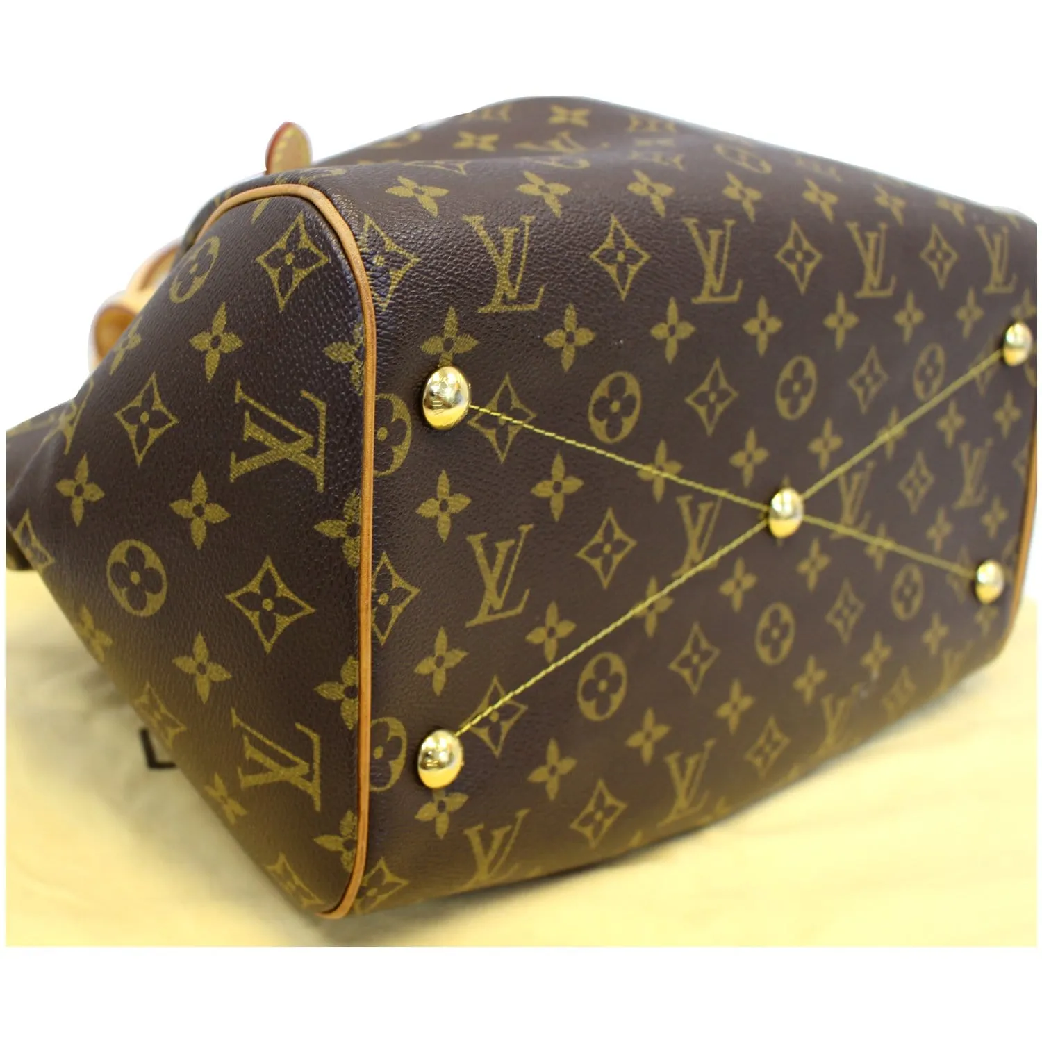 LOUIS VUITTON Tivoli GM Monogram Canvas Shoulder Satchel Bag Brown