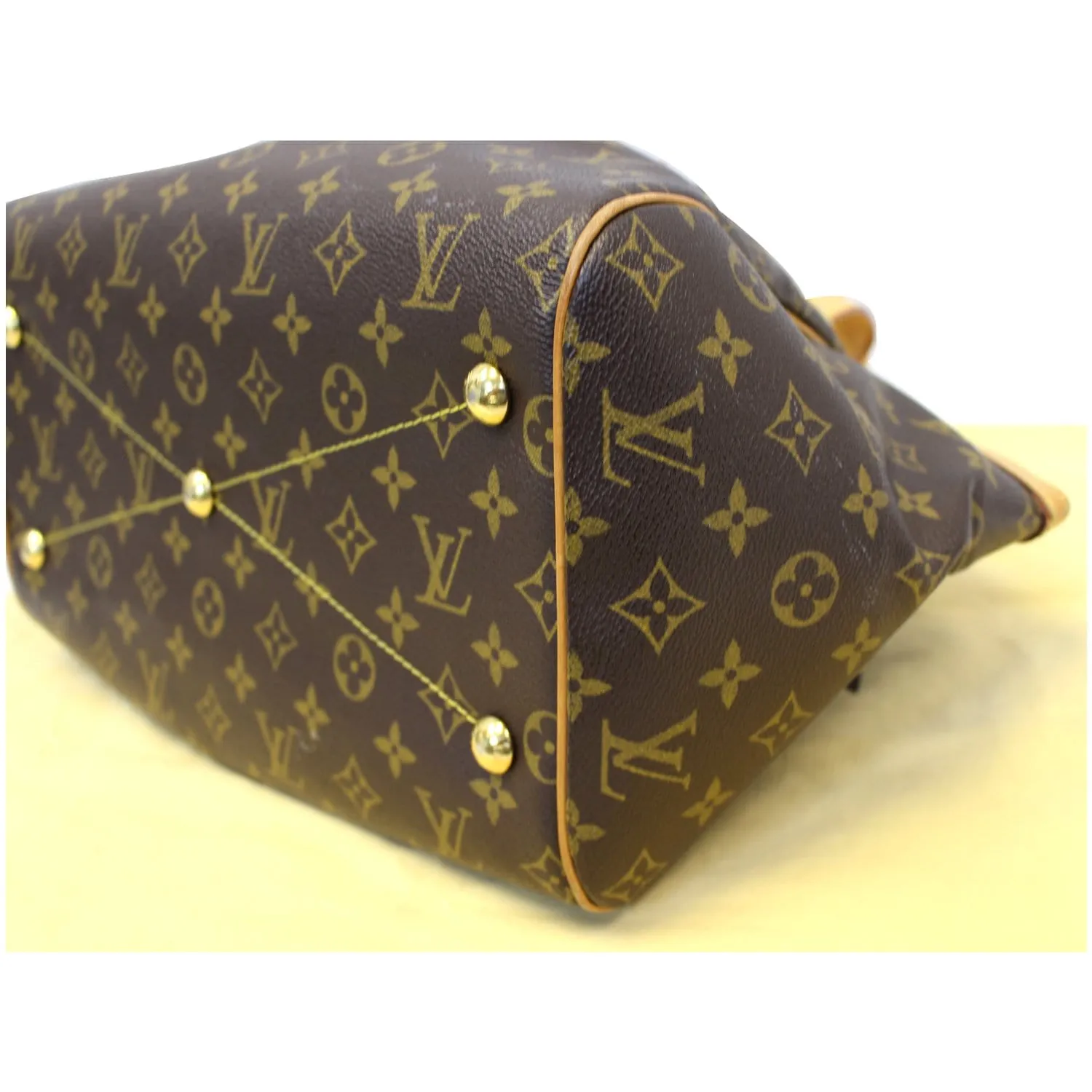 LOUIS VUITTON Tivoli GM Monogram Canvas Shoulder Satchel Bag Brown