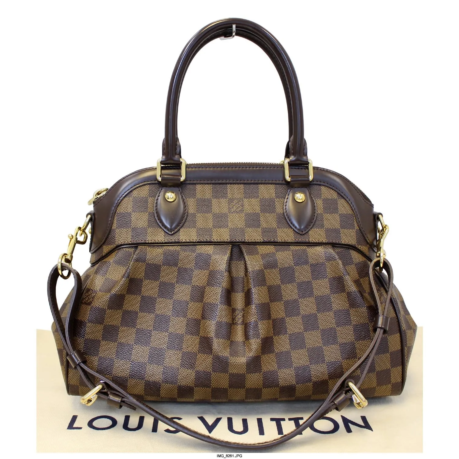 LOUIS VUITTON Trevi PM Damier Ebene Brown Shoulder Bag