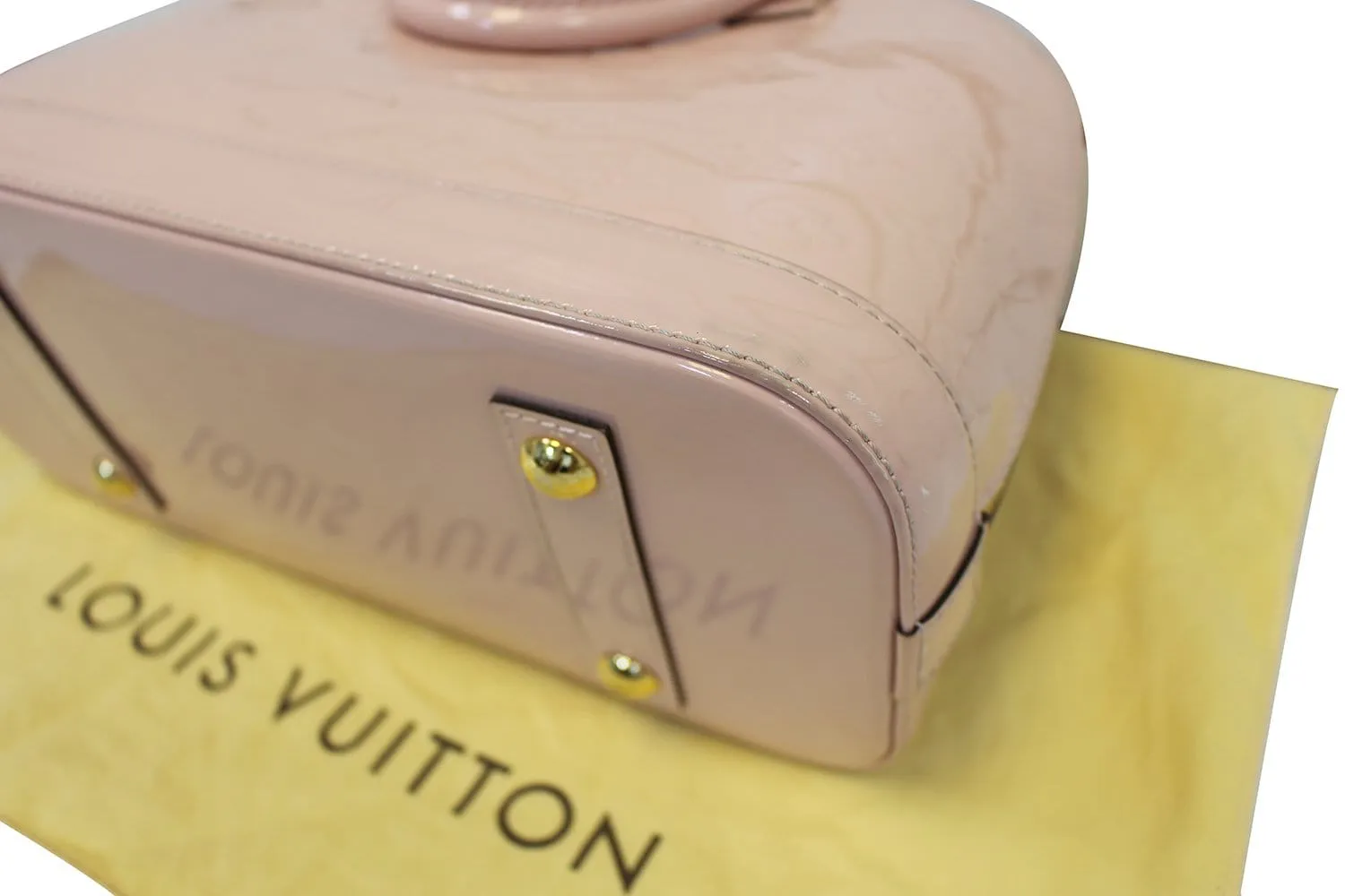 LOUIS VUITTON Vernis Leather Alma PM Rose Ballerine Satchel Bag