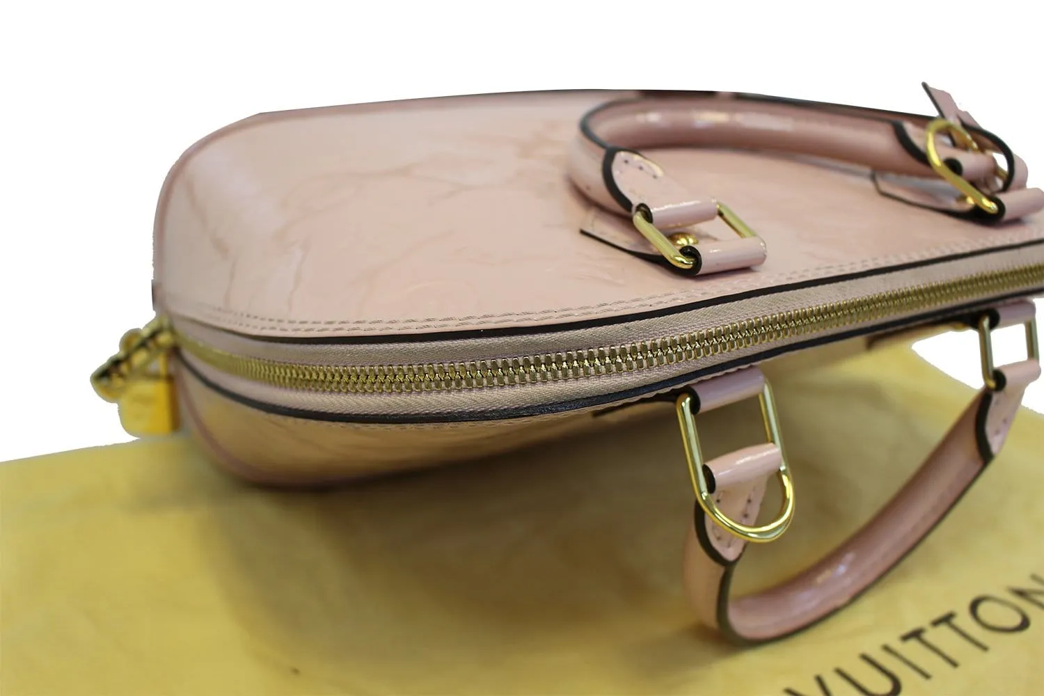 LOUIS VUITTON Vernis Leather Alma PM Rose Ballerine Satchel Bag
