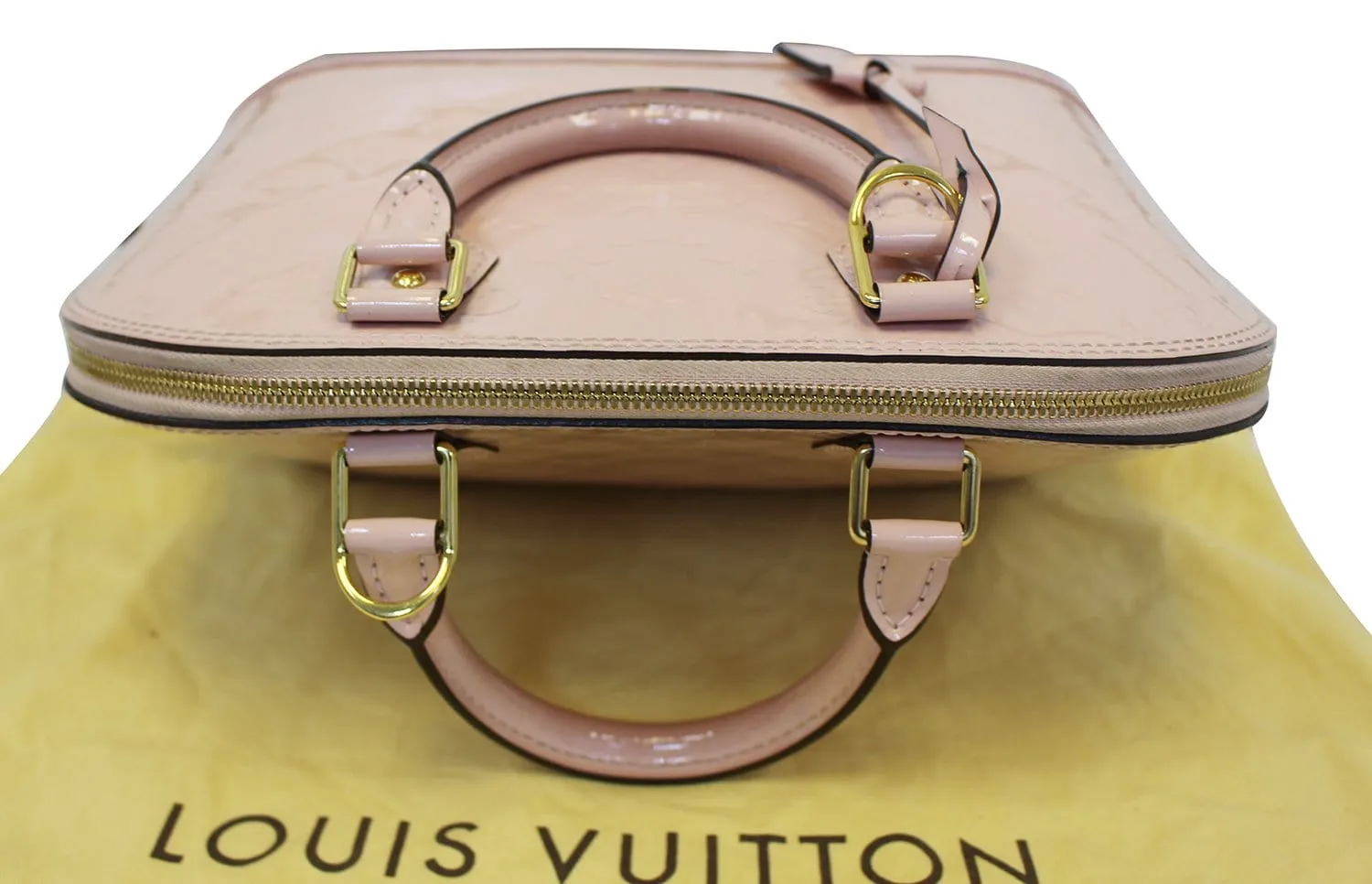 LOUIS VUITTON Vernis Leather Alma PM Rose Ballerine Satchel Bag