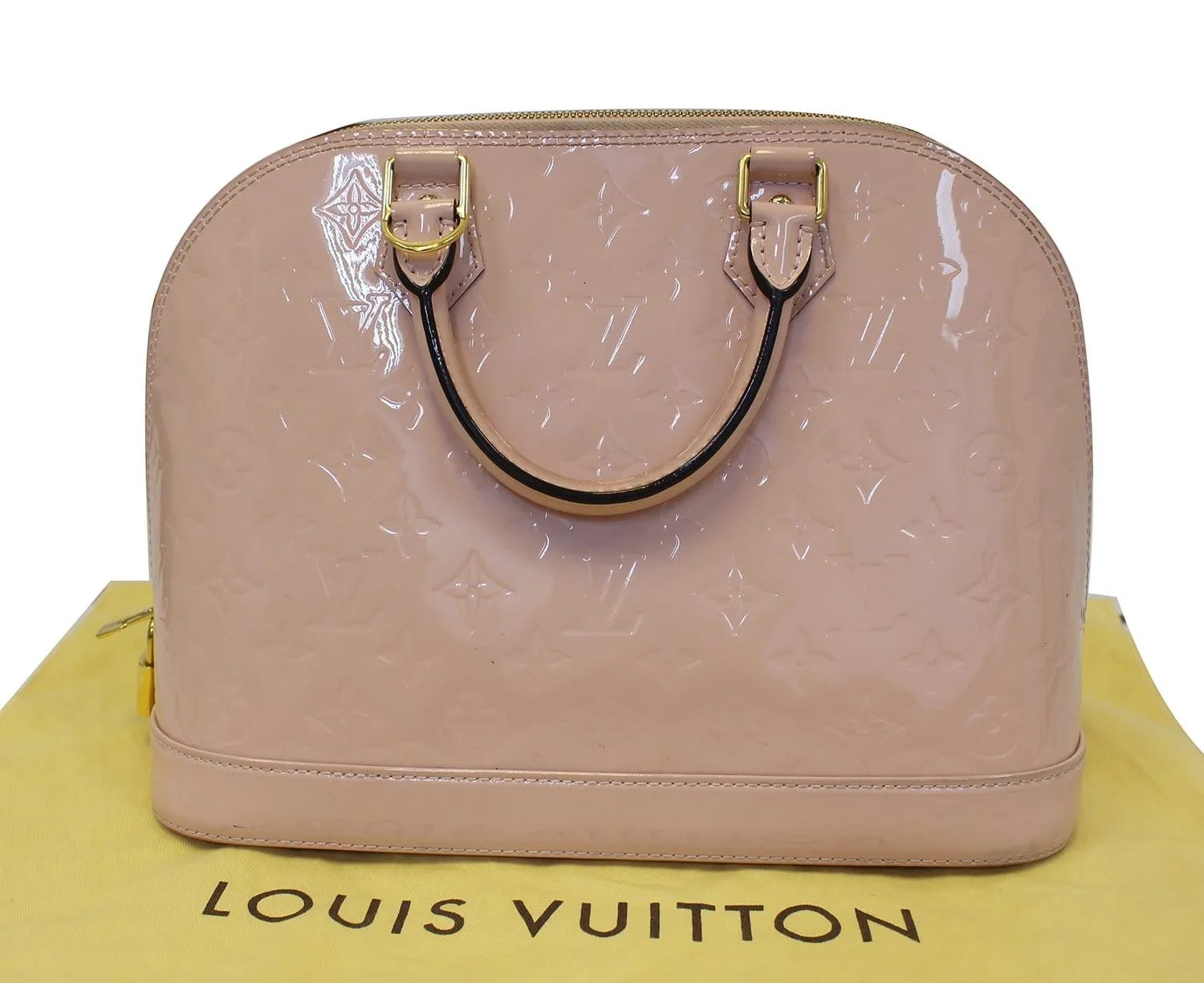 LOUIS VUITTON Vernis Leather Alma PM Rose Ballerine Satchel Bag