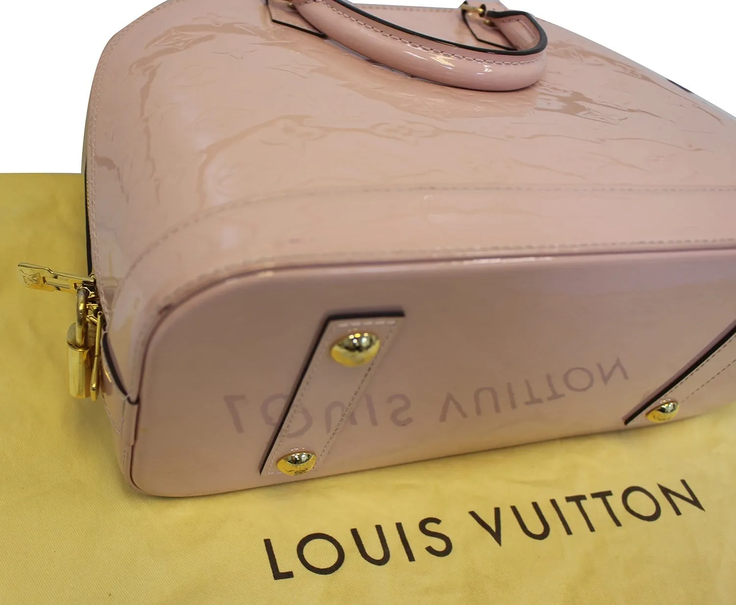 LOUIS VUITTON Vernis Leather Alma PM Rose Ballerine Satchel Bag