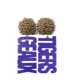 LSU Purple "GEAUX TIGERS" Acrylic Earrings