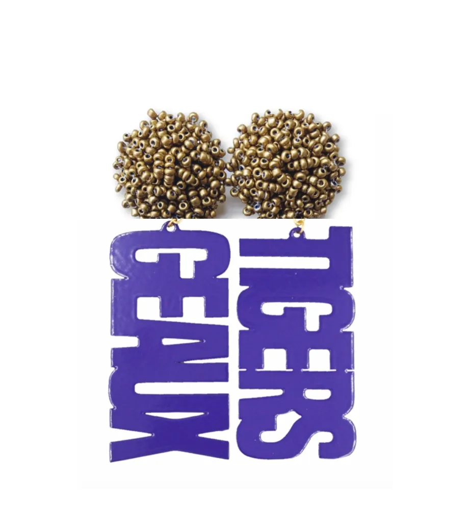 LSU Purple "GEAUX TIGERS" Acrylic Earrings