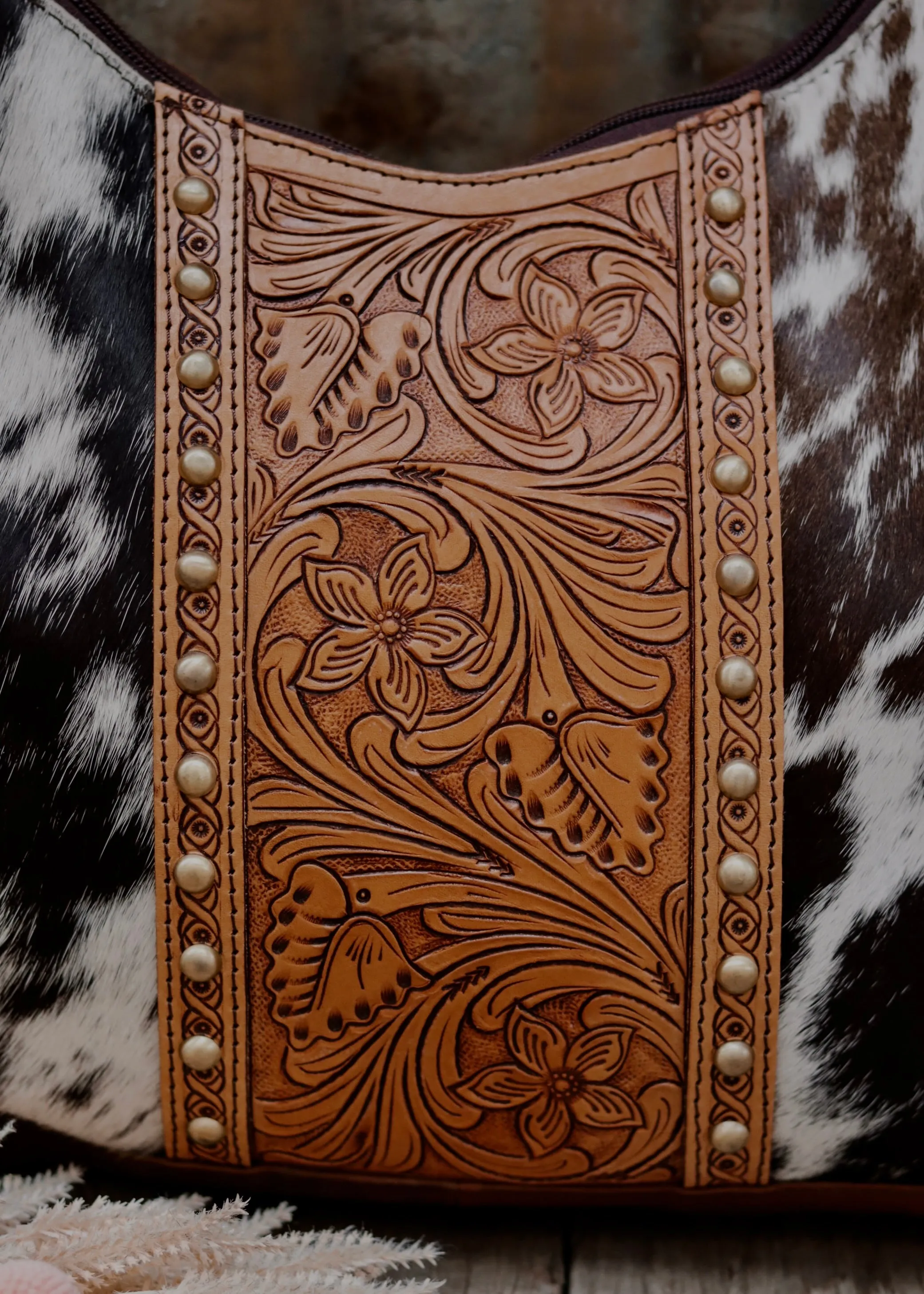 Macy Tooled Leather Cowhide Bag