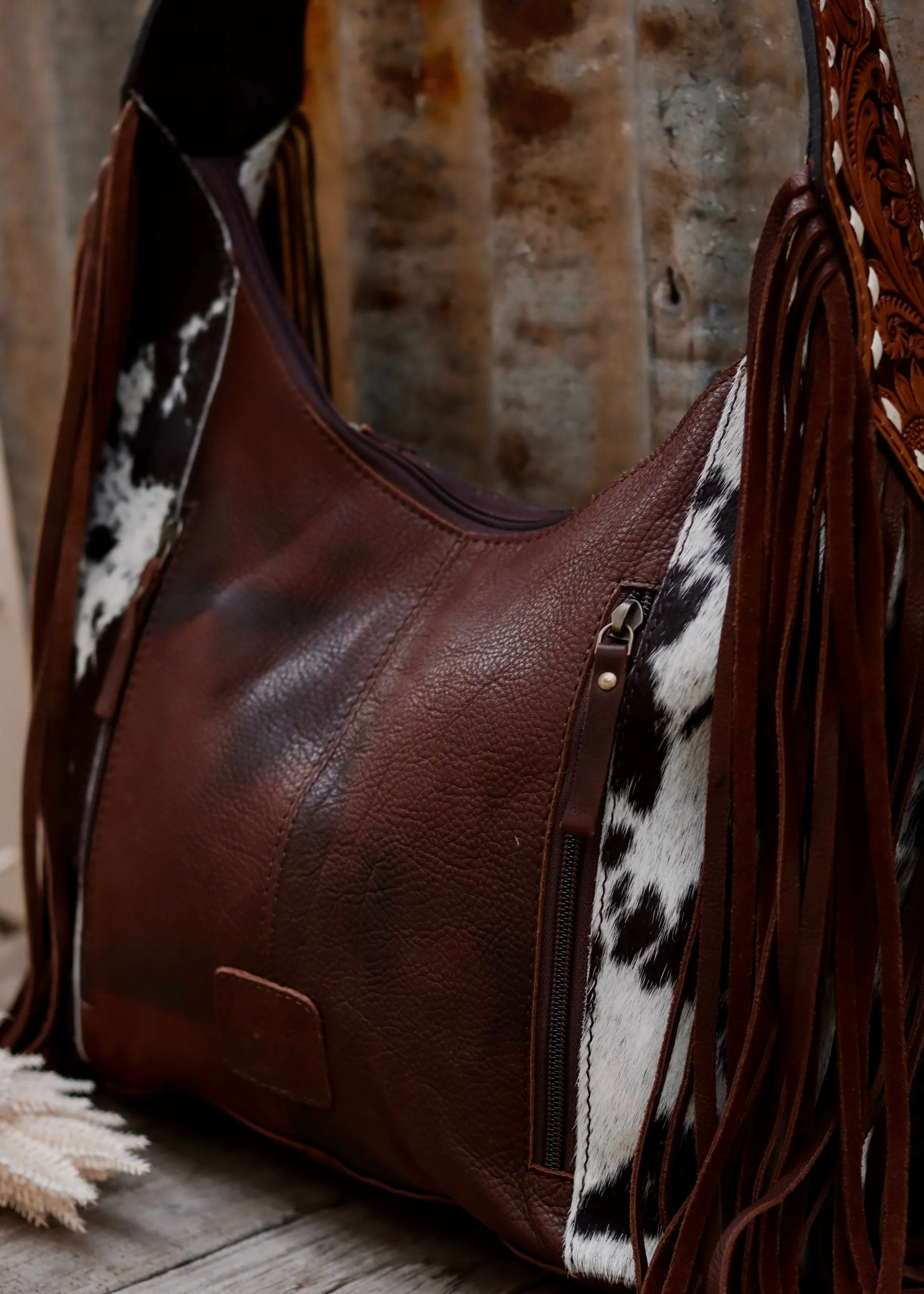 Macy Tooled Leather Cowhide Bag
