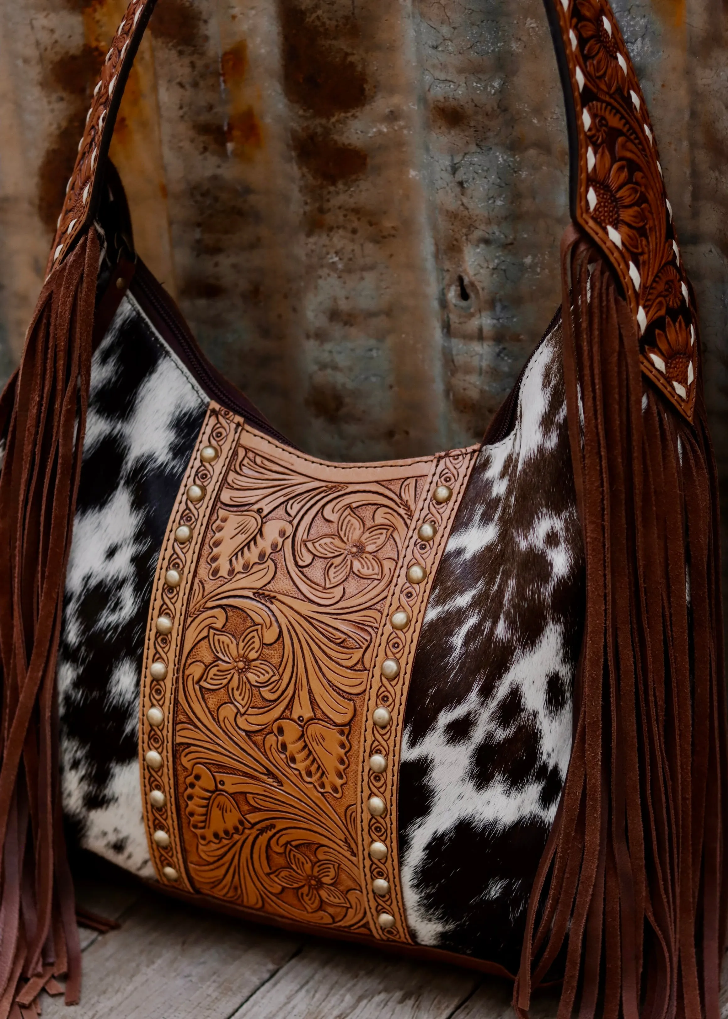 Macy Tooled Leather Cowhide Bag
