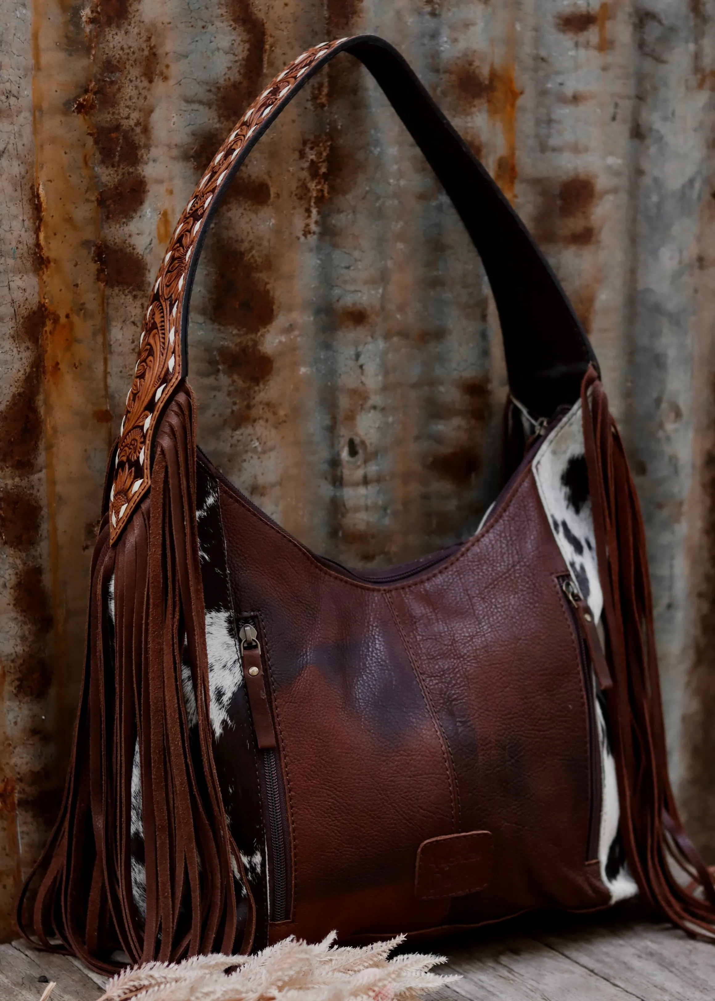 Macy Tooled Leather Cowhide Bag
