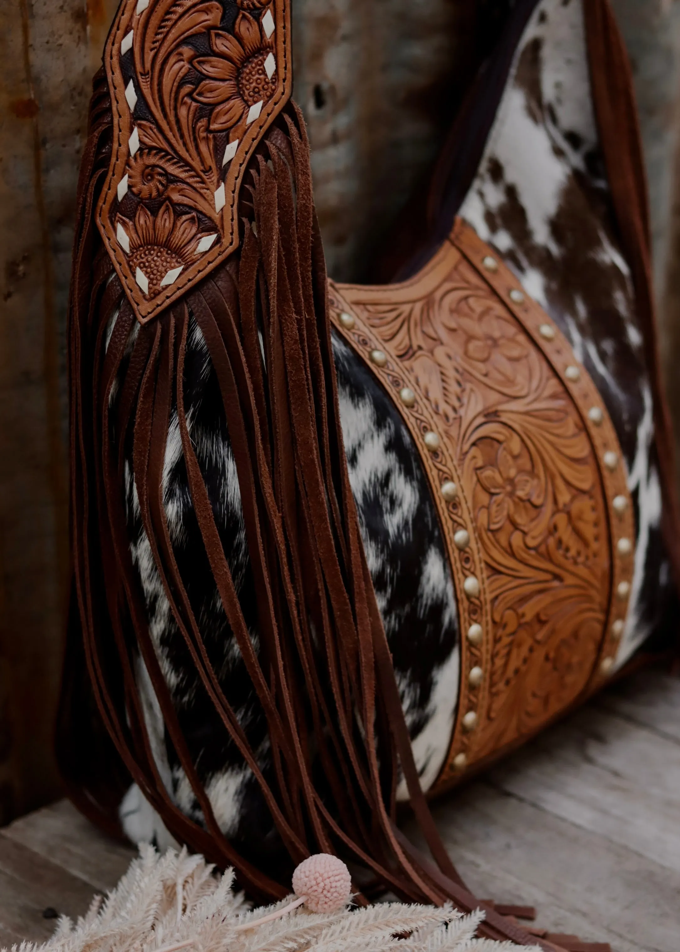 Macy Tooled Leather Cowhide Bag