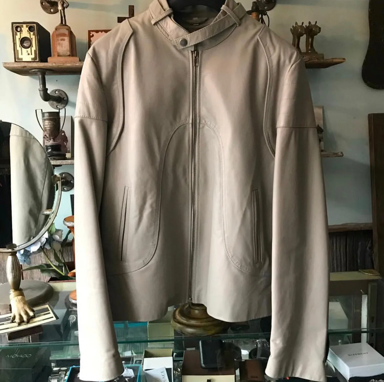 Maison Margiela Light Grey Moto Cafe Racer Jacket - L