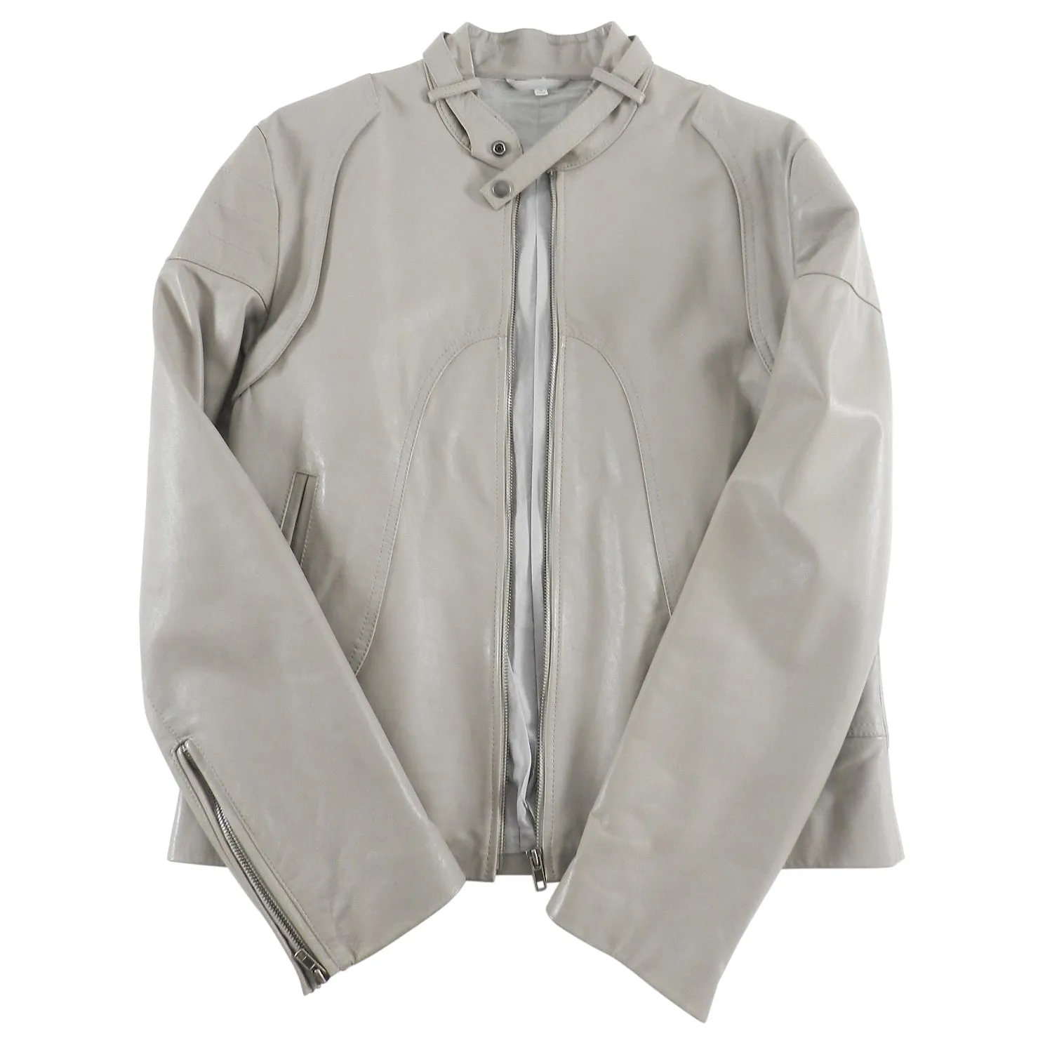 Maison Margiela Light Grey Moto Cafe Racer Jacket - L