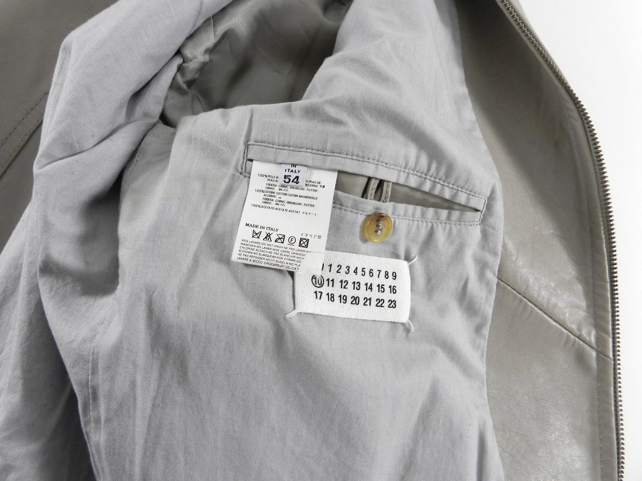 Maison Margiela Light Grey Moto Cafe Racer Jacket - L