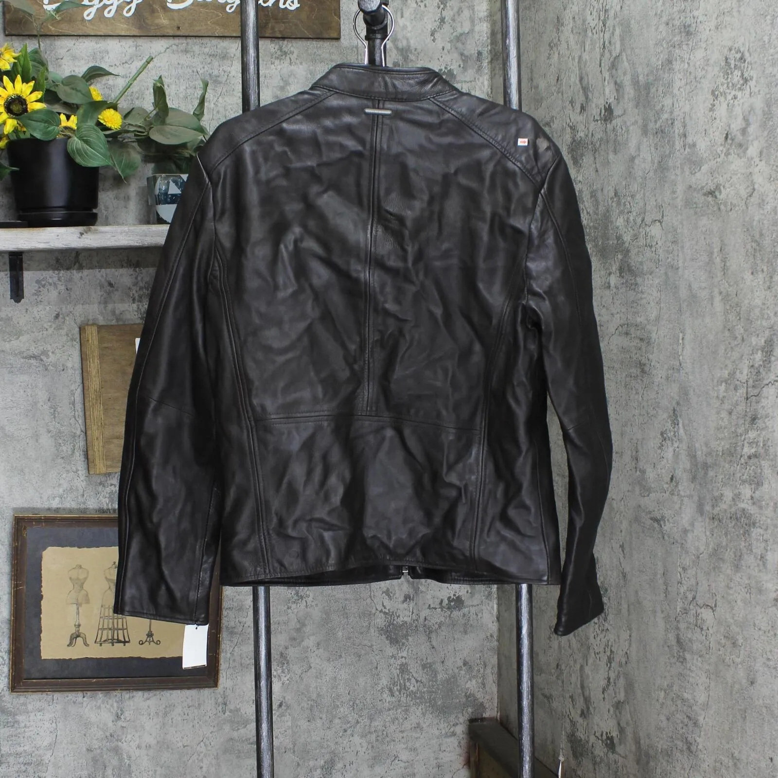 Marc New York By Andrew Marc Men's Leather Moto Jacket Espresso Dark Brown M