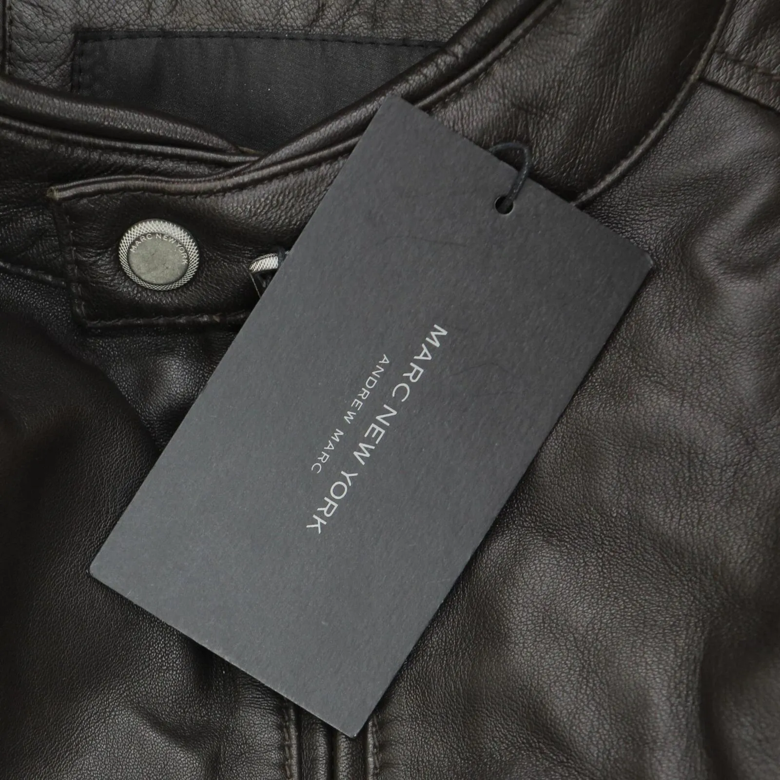 Marc New York By Andrew Marc Men's Leather Moto Jacket Espresso Dark Brown M