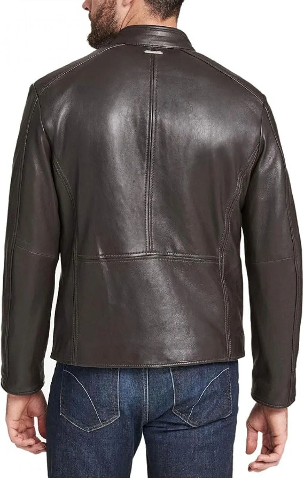 Marc New York By Andrew Marc Men's Leather Moto Jacket Espresso Dark Brown M