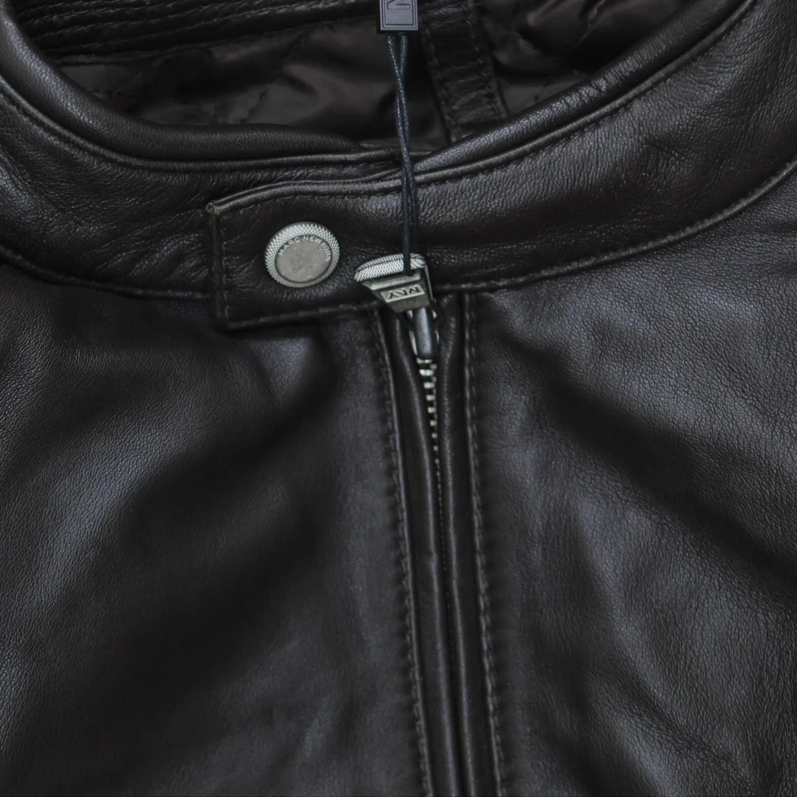 Marc New York By Andrew Marc Men's Leather Moto Jacket Espresso Dark Brown M