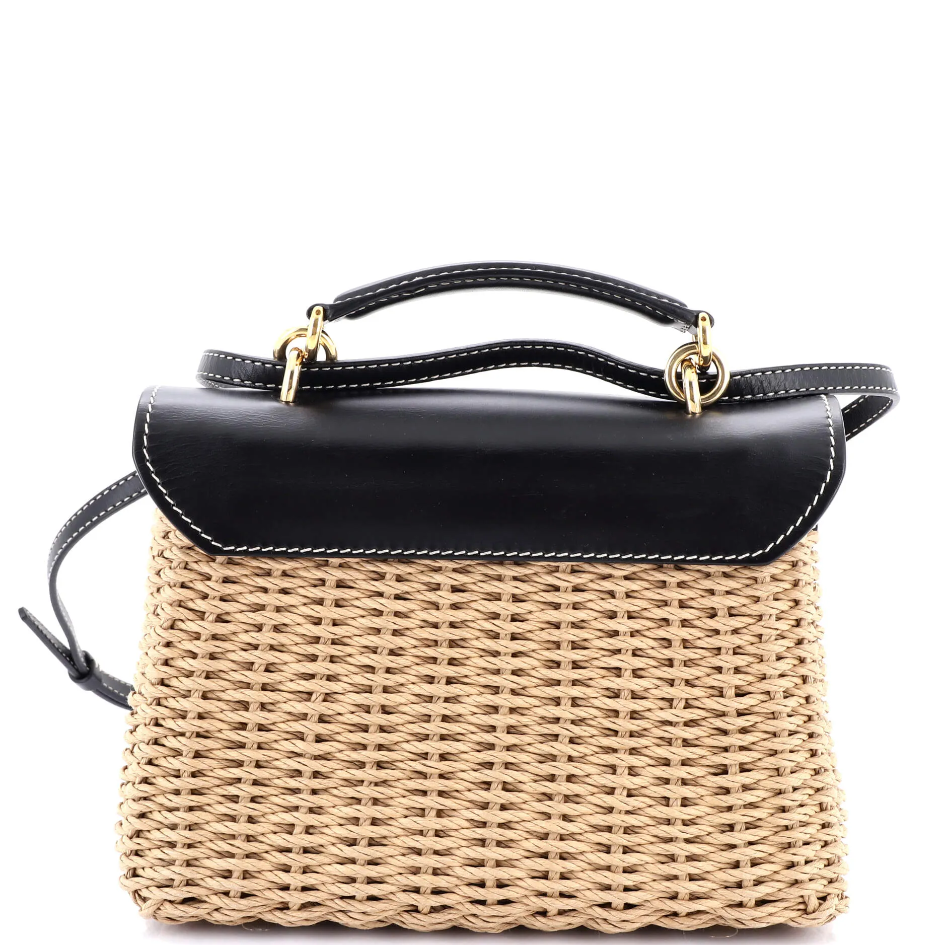 Margot Satchel Wicker with Leather Small