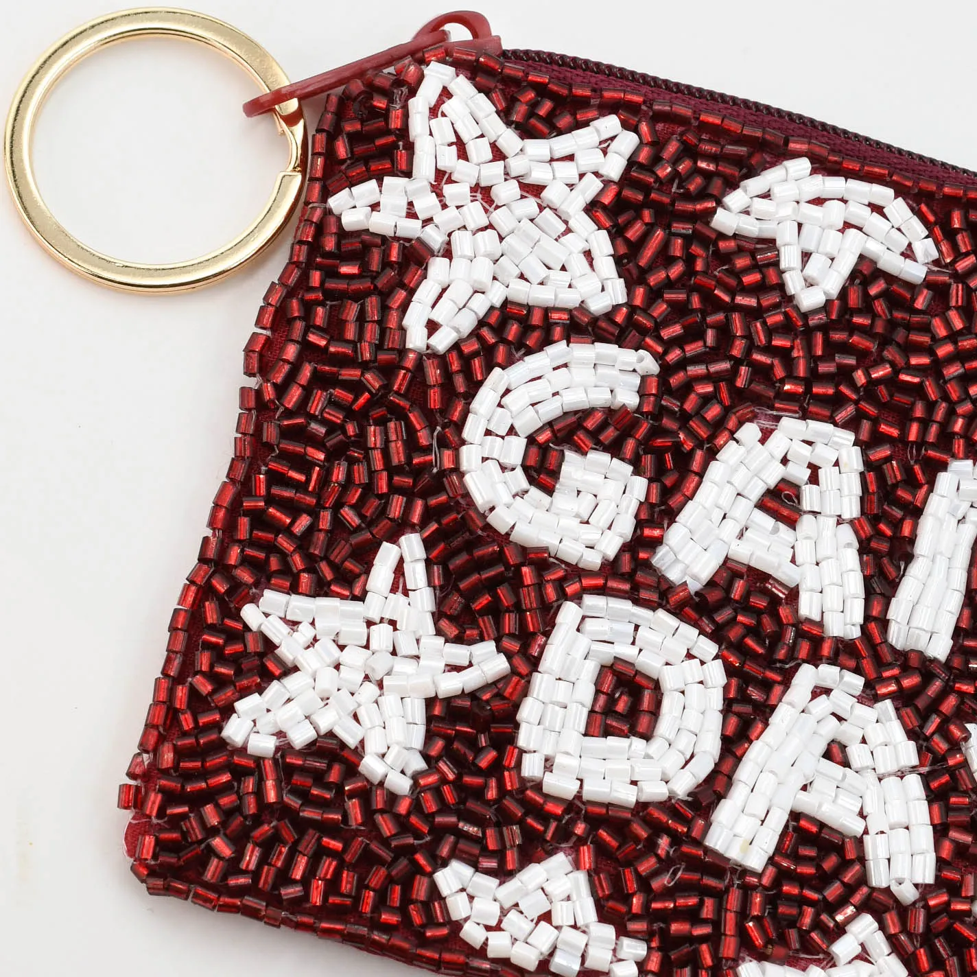 Maroon/White Game Day Keychain Pouch