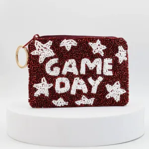 Maroon/White Game Day Keychain Pouch