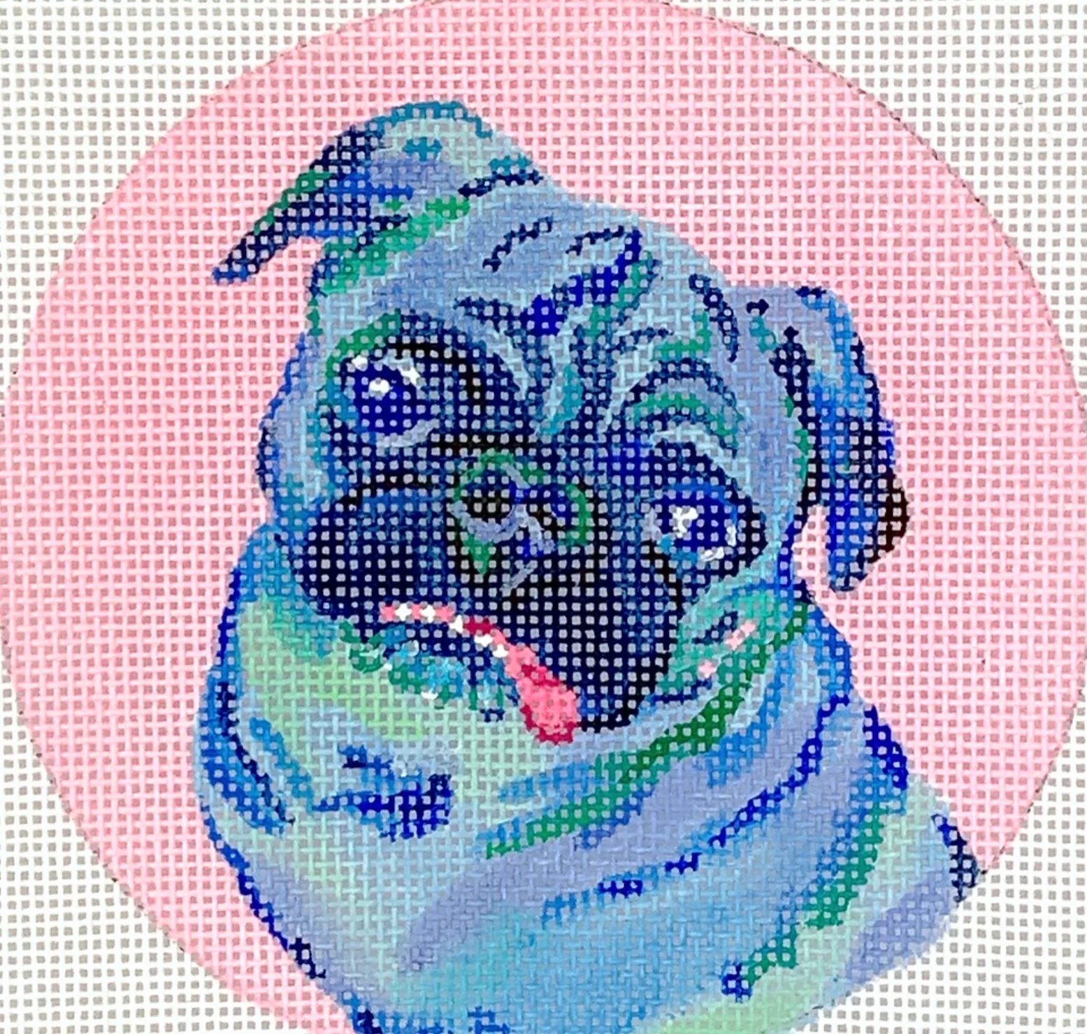 MC-OM-04 Ornament/Mini- Pug on Pink