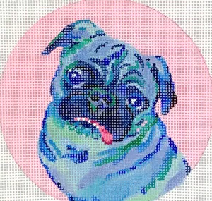 MC-OM-04 Ornament/Mini- Pug on Pink