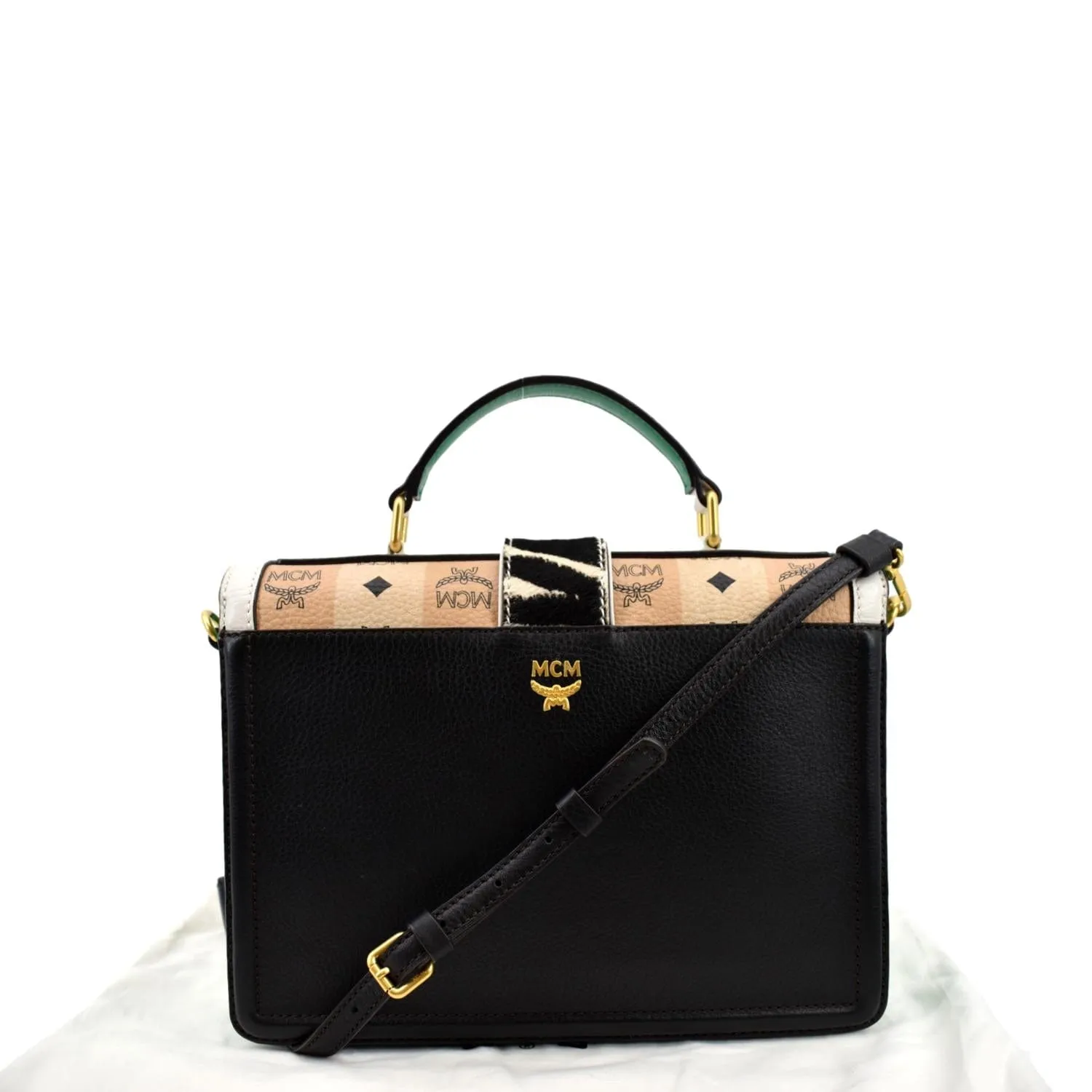 MCM Little Veronika Visetos Canvas Leather Top Handle Satchel Bag Multicolor