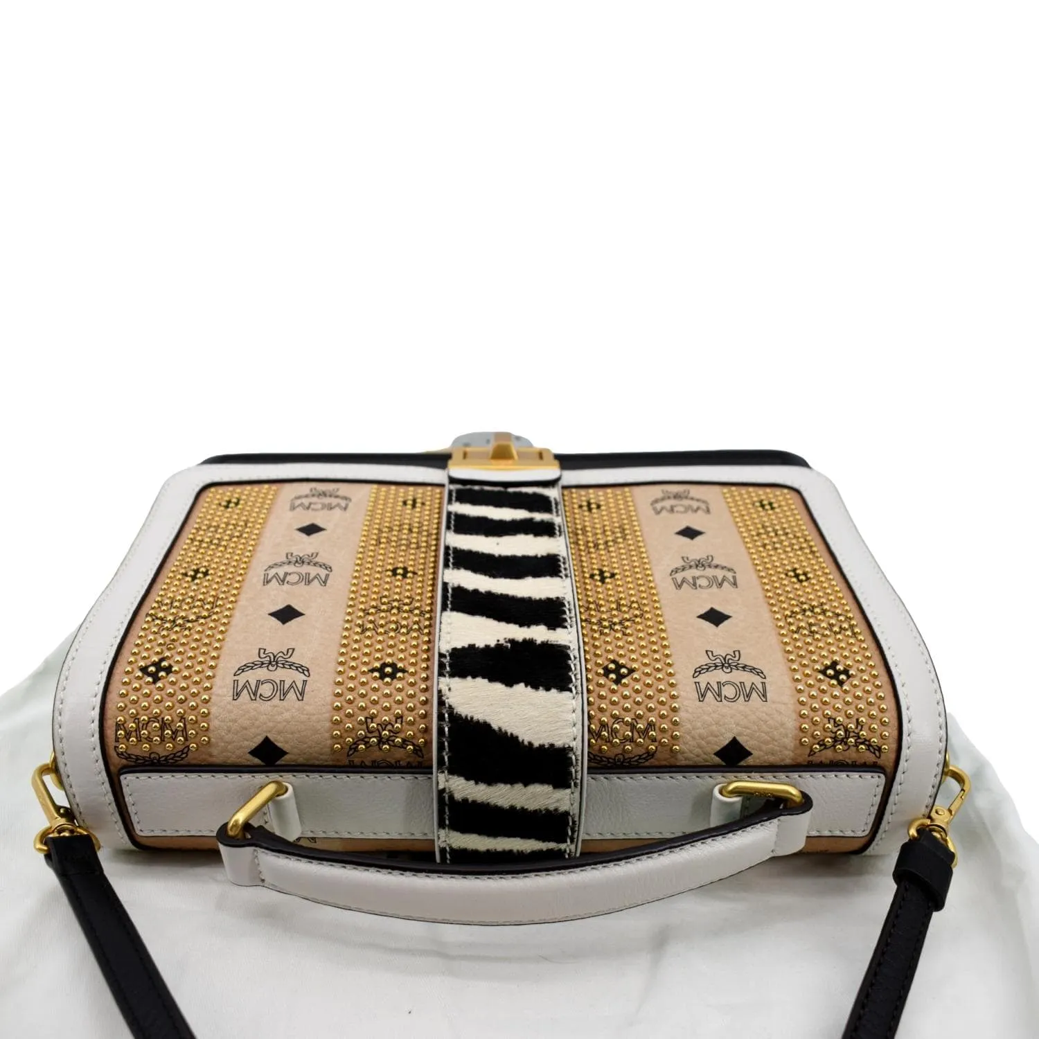MCM Little Veronika Visetos Canvas Leather Top Handle Satchel Bag Multicolor