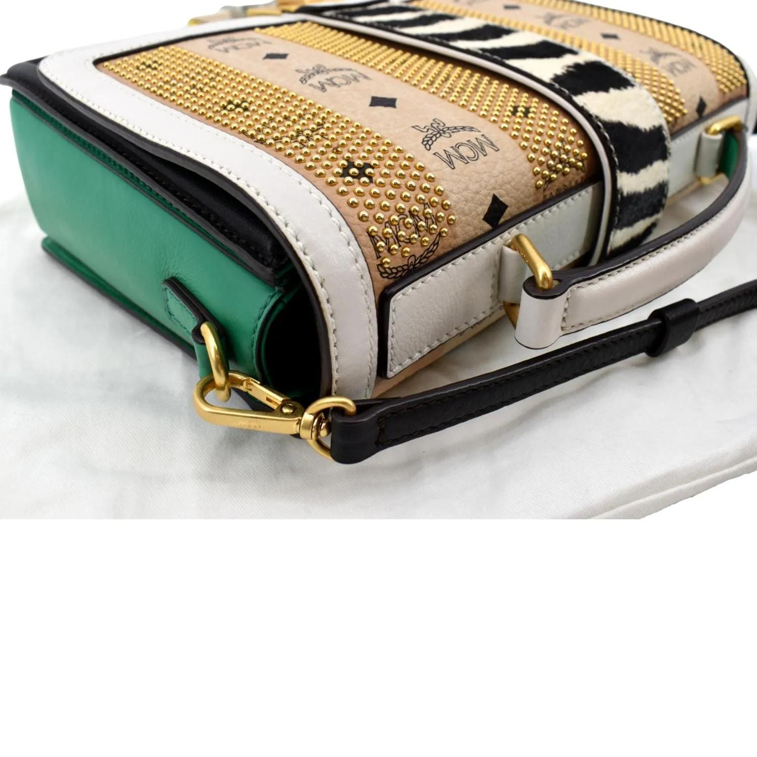 MCM Little Veronika Visetos Canvas Leather Top Handle Satchel Bag Multicolor