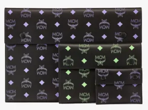 MCM Pouch Trio in Color Splash Logo Leather-MXZBASX04-Dahlia Purple summer Green U6