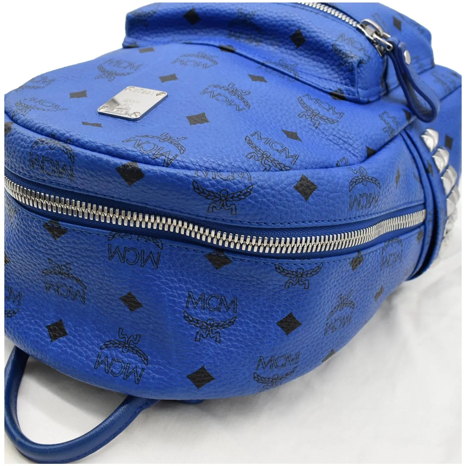 MCM Stark Classic Small Visetos Canvas Backpack Bag Blue