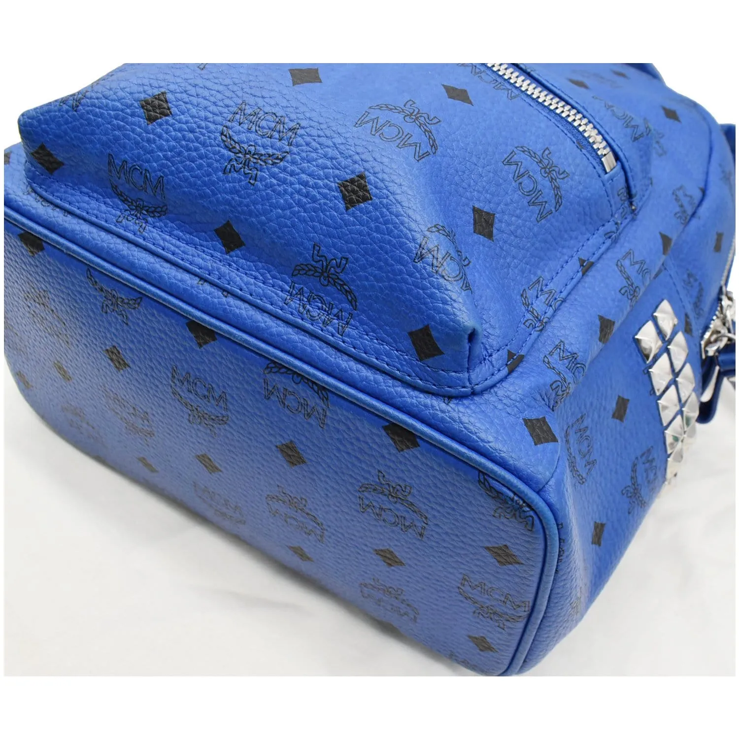 MCM Stark Classic Small Visetos Canvas Backpack Bag Blue