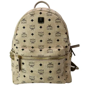 MCM Stark Classic Visetos Canvas Backpack Beige
