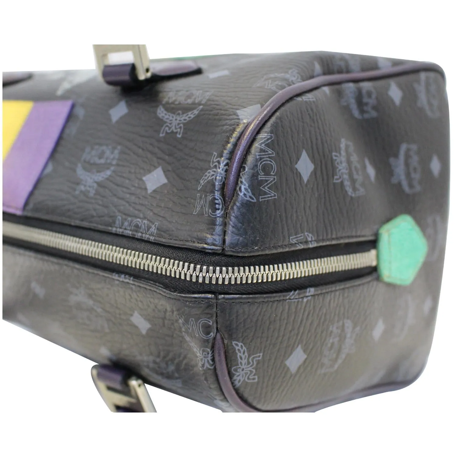 MCM Visetos Lion Princess Boston Bag Black
