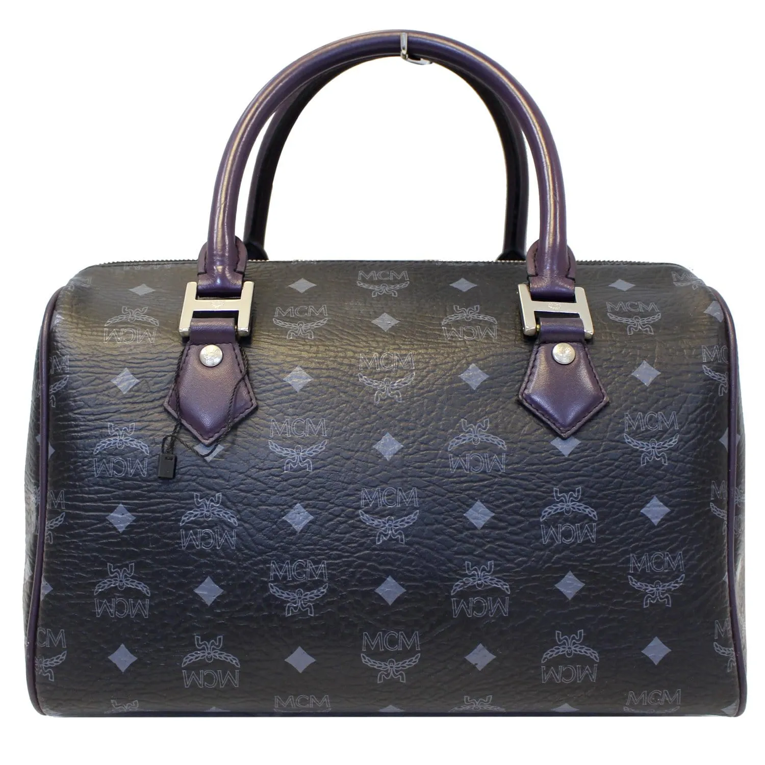 MCM Visetos Lion Princess Boston Bag Black