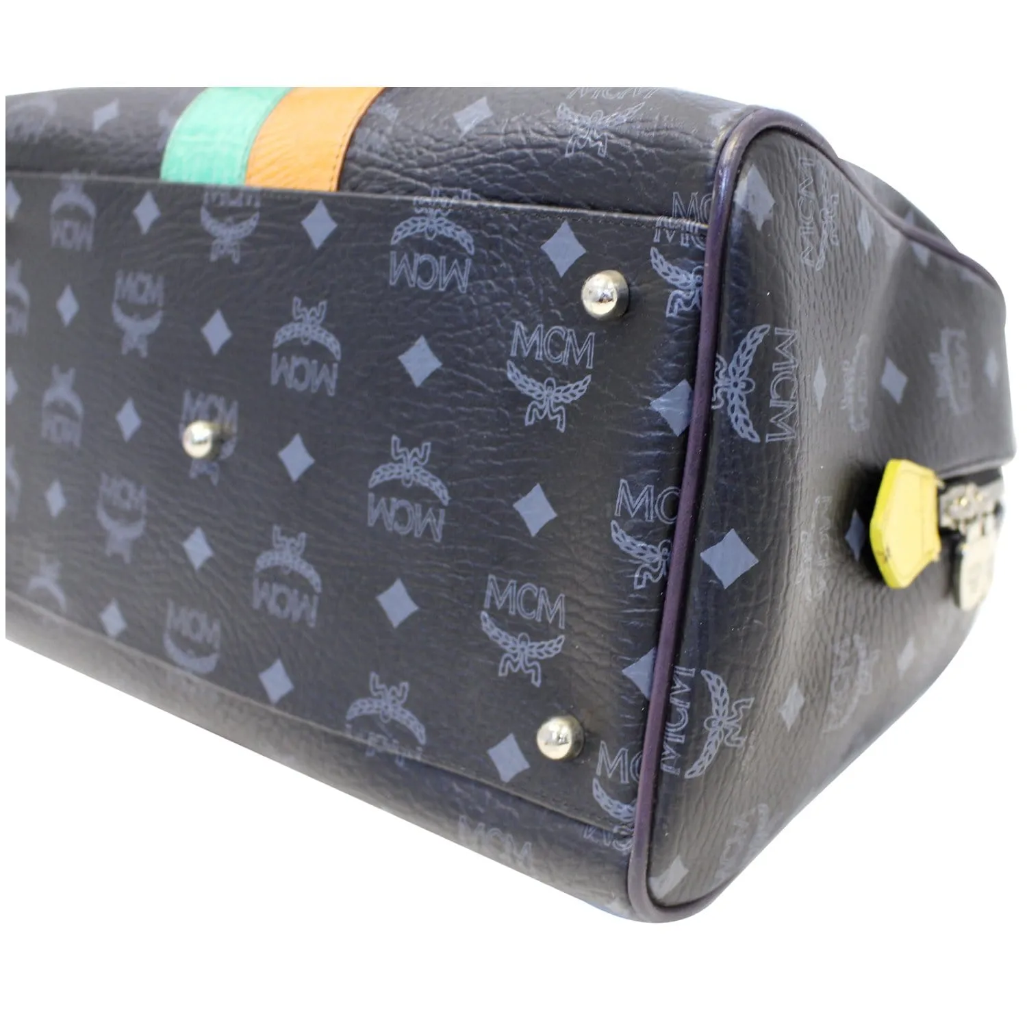 MCM Visetos Lion Princess Boston Bag Black