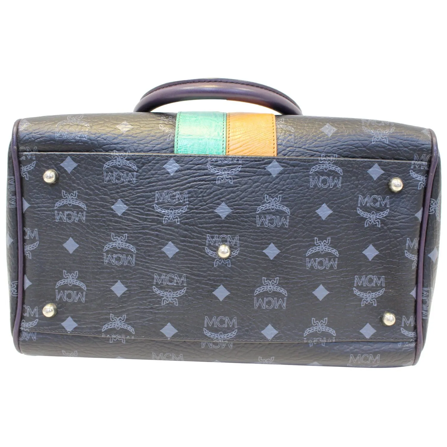 MCM Visetos Lion Princess Boston Bag Black