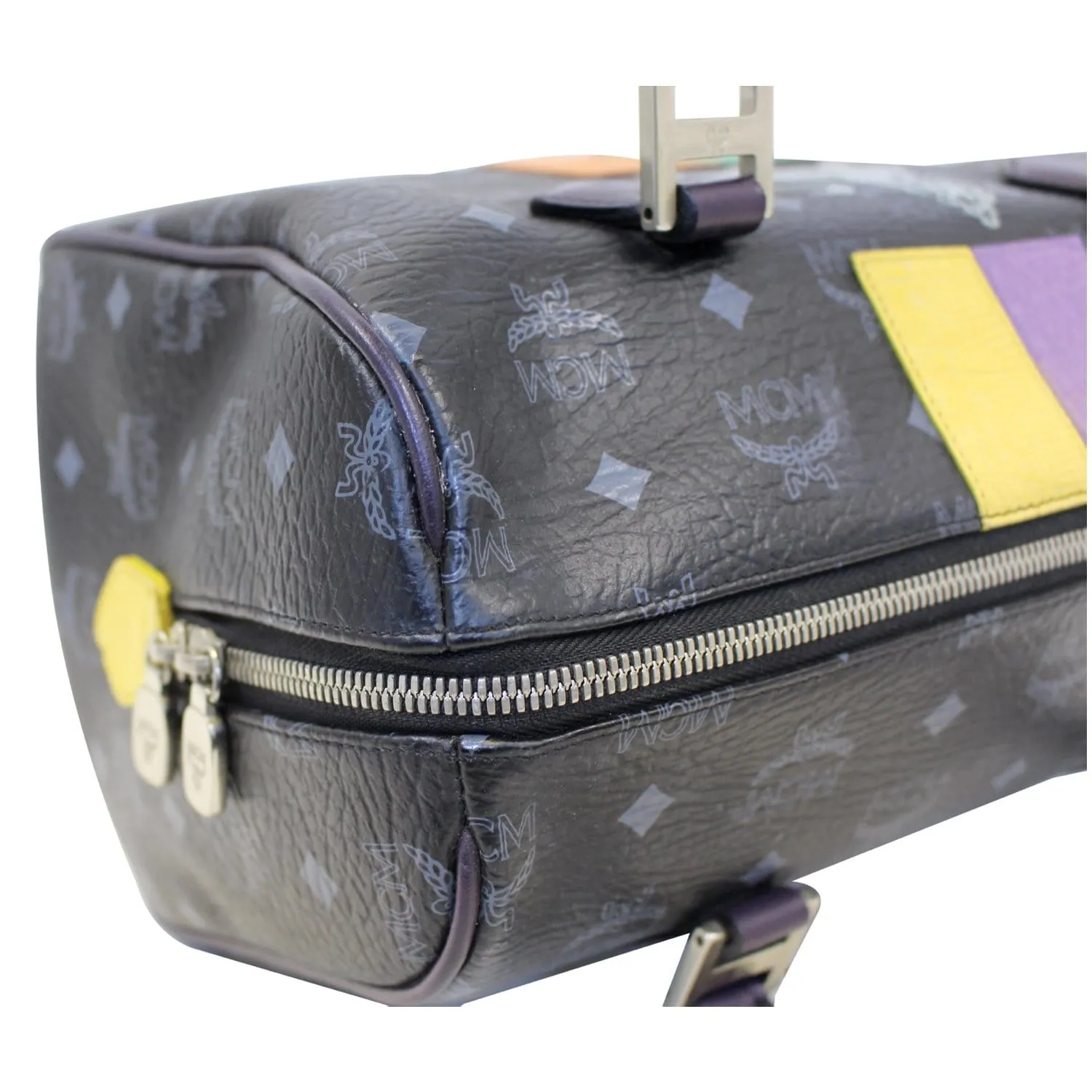 MCM Visetos Lion Princess Boston Bag Black