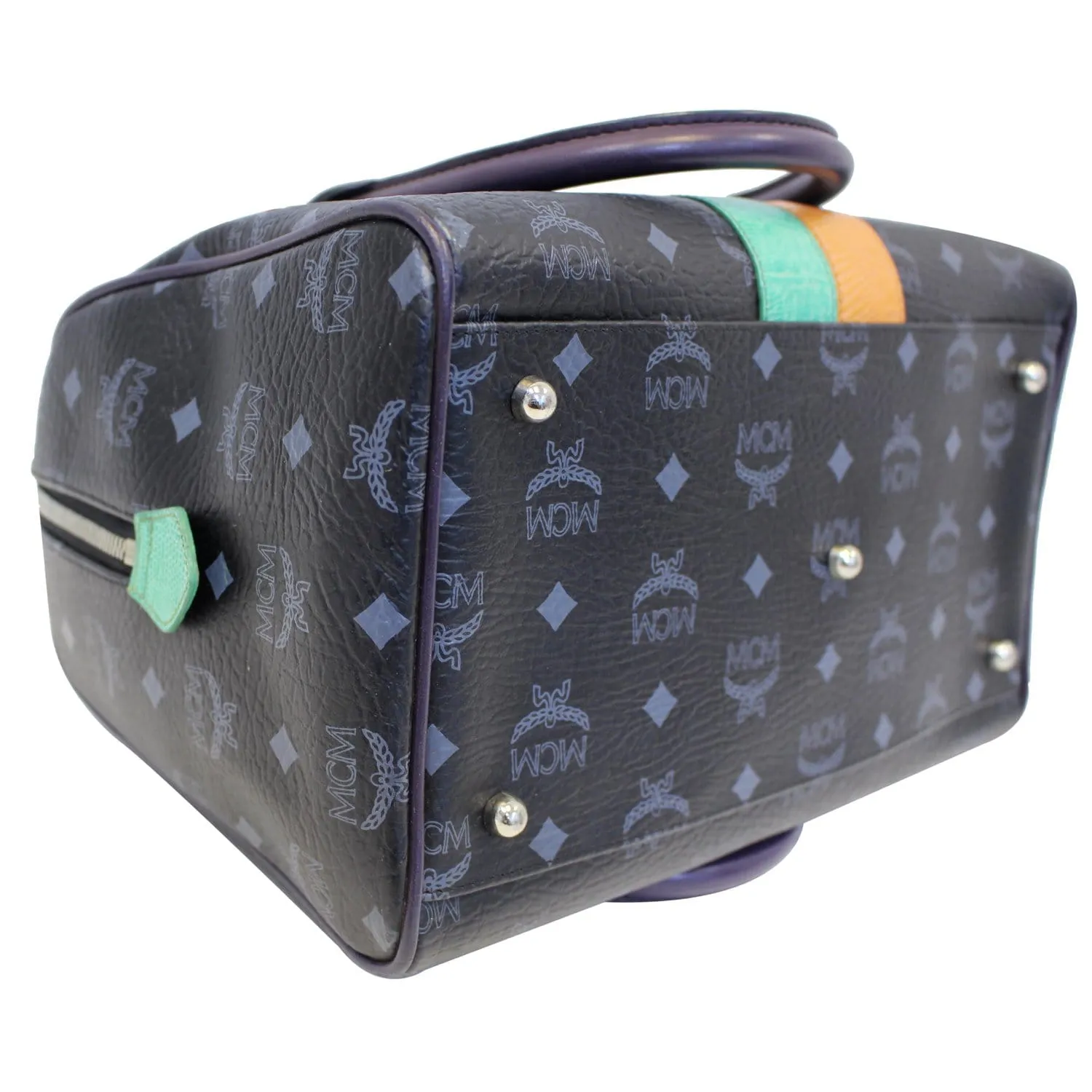 MCM Visetos Lion Princess Boston Bag Black