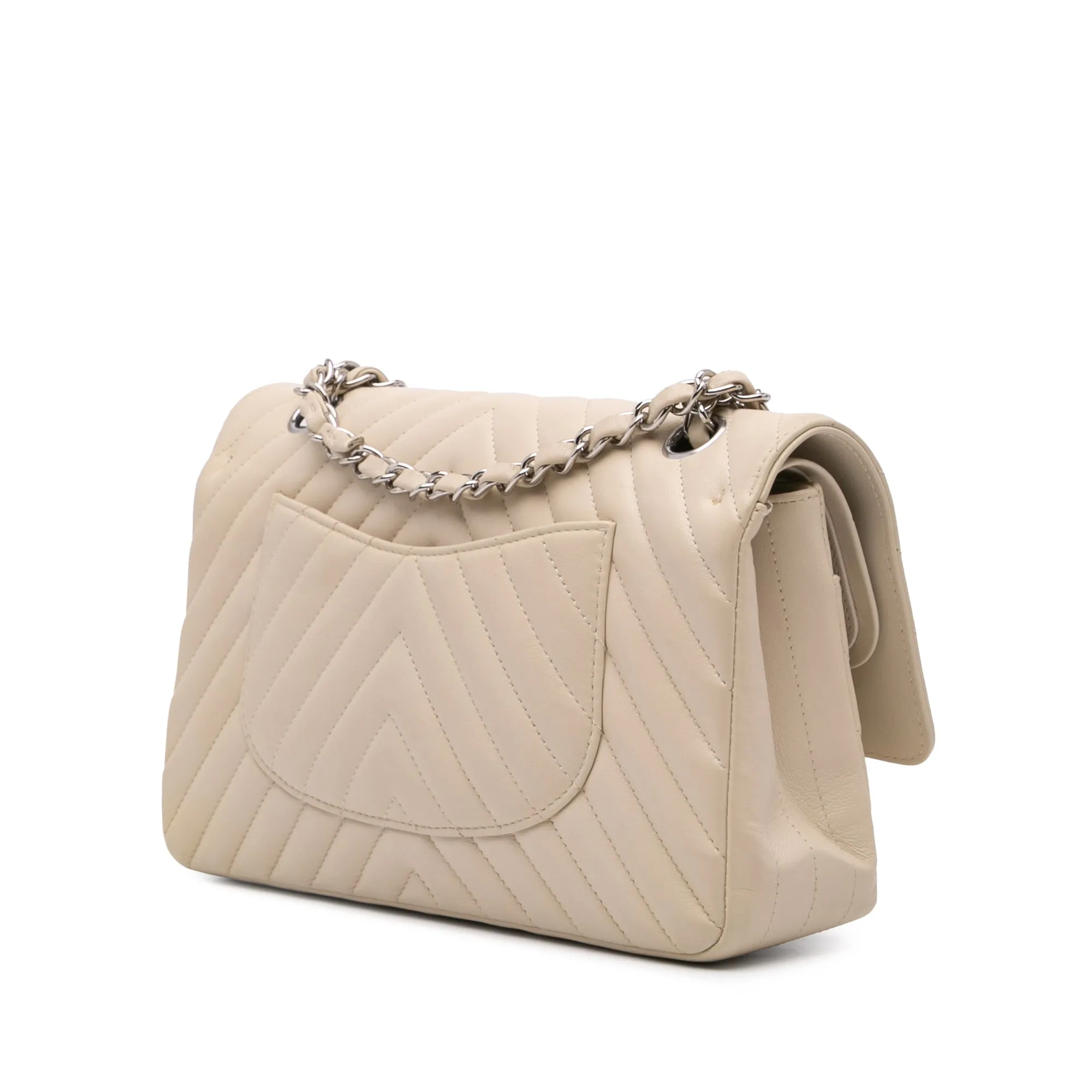 Medium Classic Chevron Lambskin Double Flap