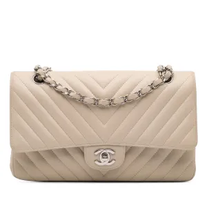 Medium Classic Chevron Lambskin Double Flap